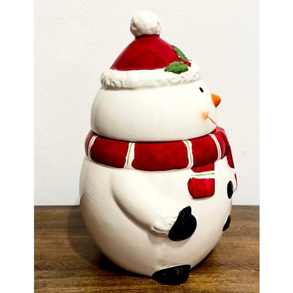 NWT: Godinger - Snowman Figural Ceramic Cookie Jar - Picture 2 of 5
